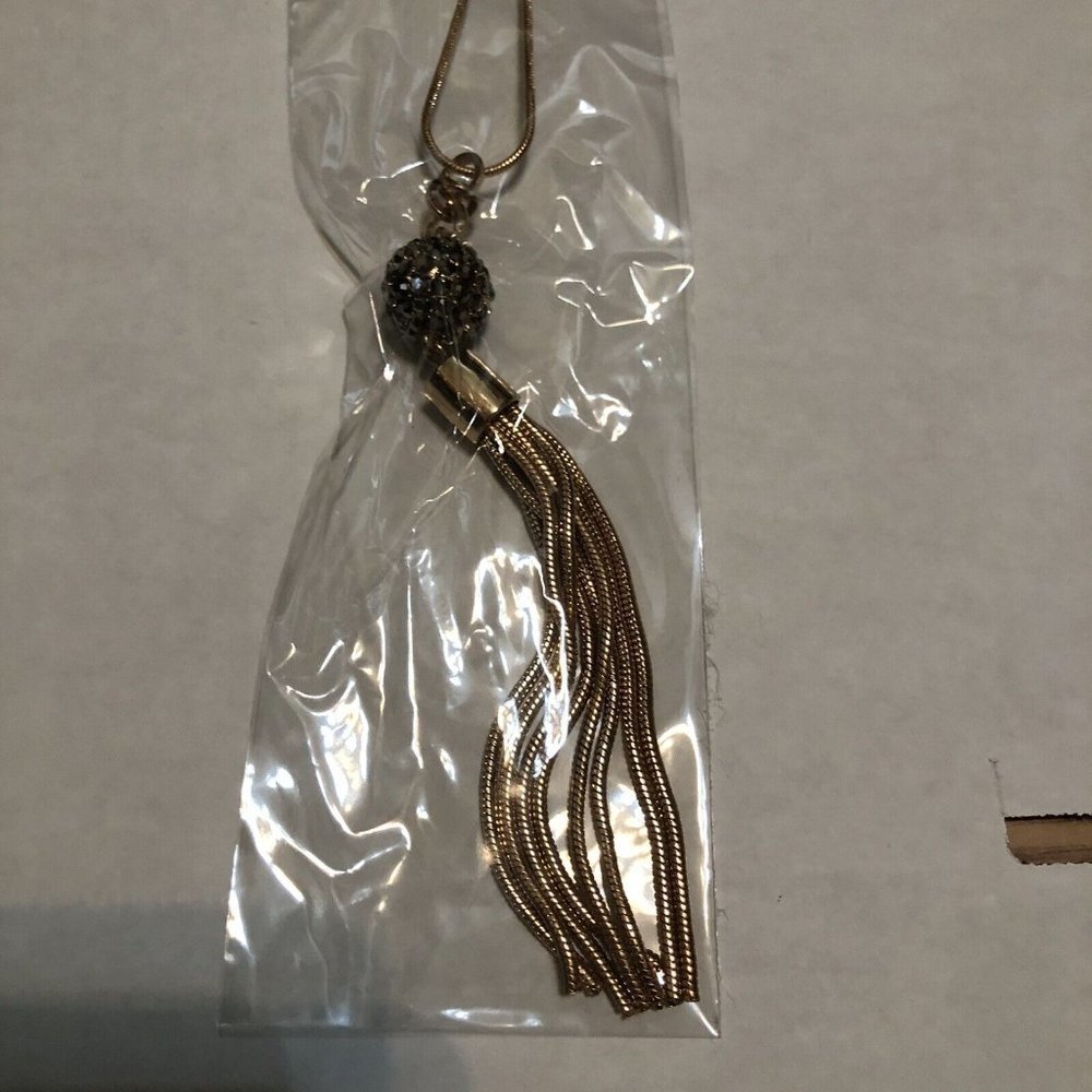 3/$15 Mia Collection Tassel Pendant Necklaces Long Chain Earring Set Gold/Black
